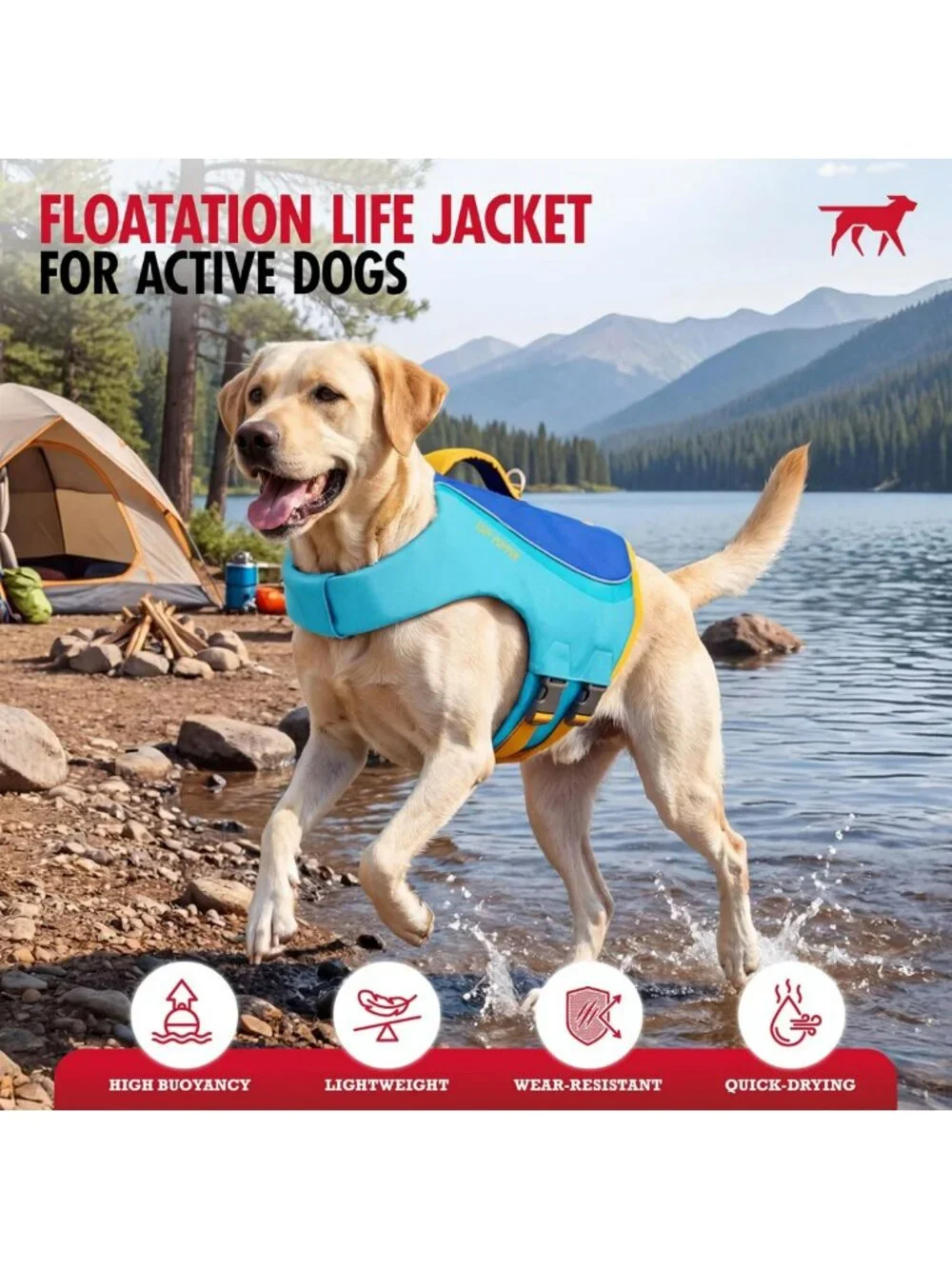 High Buoyancy Dog Life Jacket | Adjustable Swim Vest with Rescue Handle